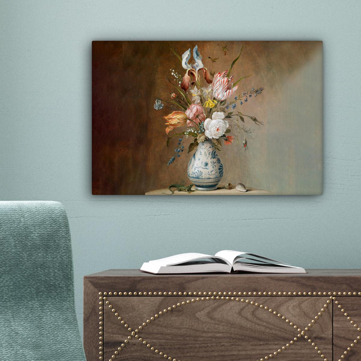 LEINWANDBILD Alte Meister - Blumen - Balthasar van der Ast Deko Schlafzimmer 30x20 cm - Hellbraun, Textil (30/20cm) - MuchoWow