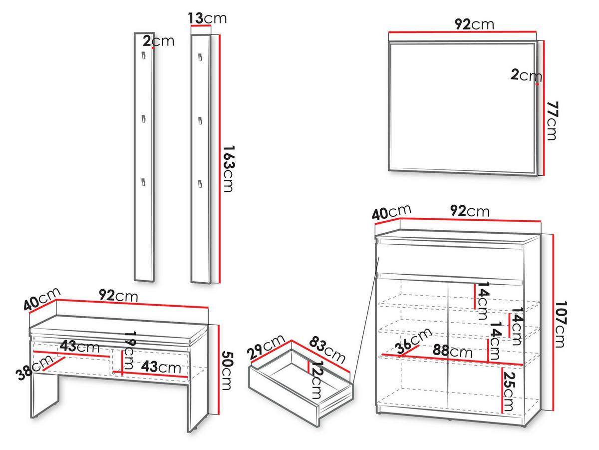 GARDEROBE-SET Simply I - Grau, Holzwerkstoff (92/107/40cm) - MIRJAN24