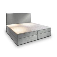 BOXBETT GIARRO 180x200 cm mit Matratze und Topper - Hellgrau - Hellgrau, Holz (180/200cm) - MASSENO