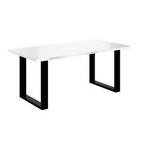 ESSTISCH 160x90x75 cm - Weiß Hochglanz / Schwarz - KLYN U - Weiß Hochglanz, Holzwerkstoff (160/90/75cm) - ALTDECOR