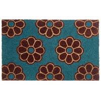 FUSSMATTE Blau 50/80 cm Blume Kokosfasern Kulik - Blau, Textil (50/80cm) - Beliani