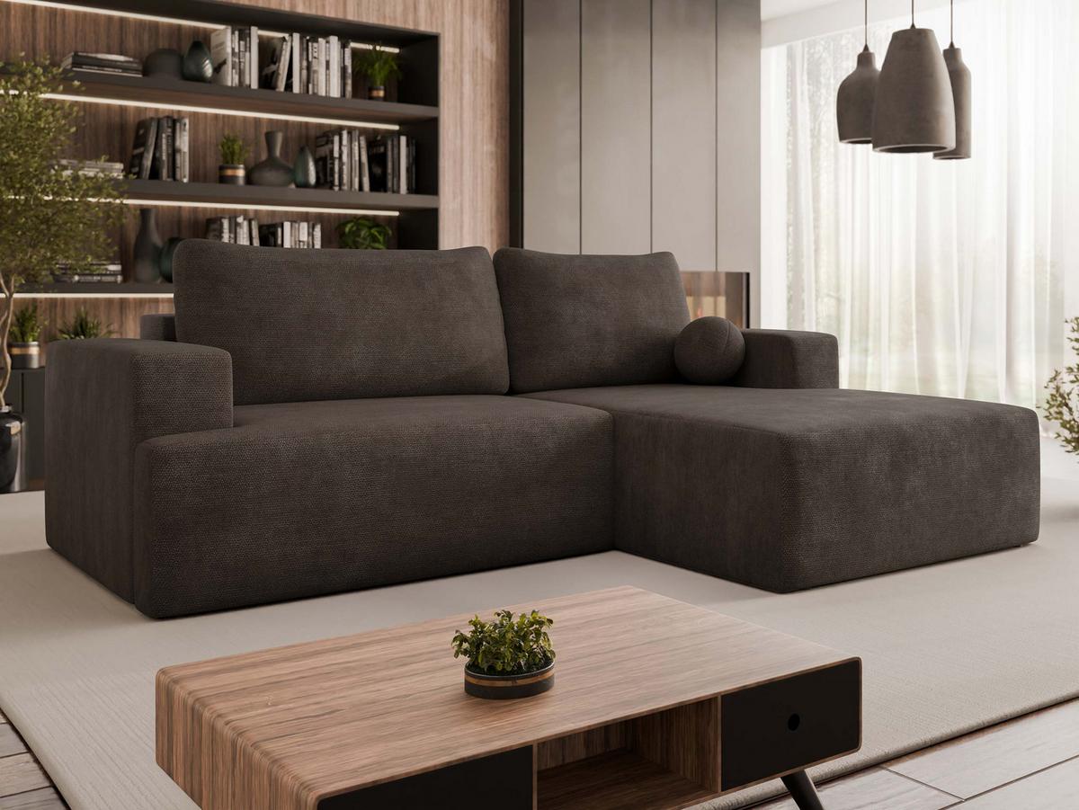 ECKSOFA Mivo, Seite: Rechts - Wengefarben/Schwarz, Holz/Kunststoff (266/163cm) - MIRJAN24