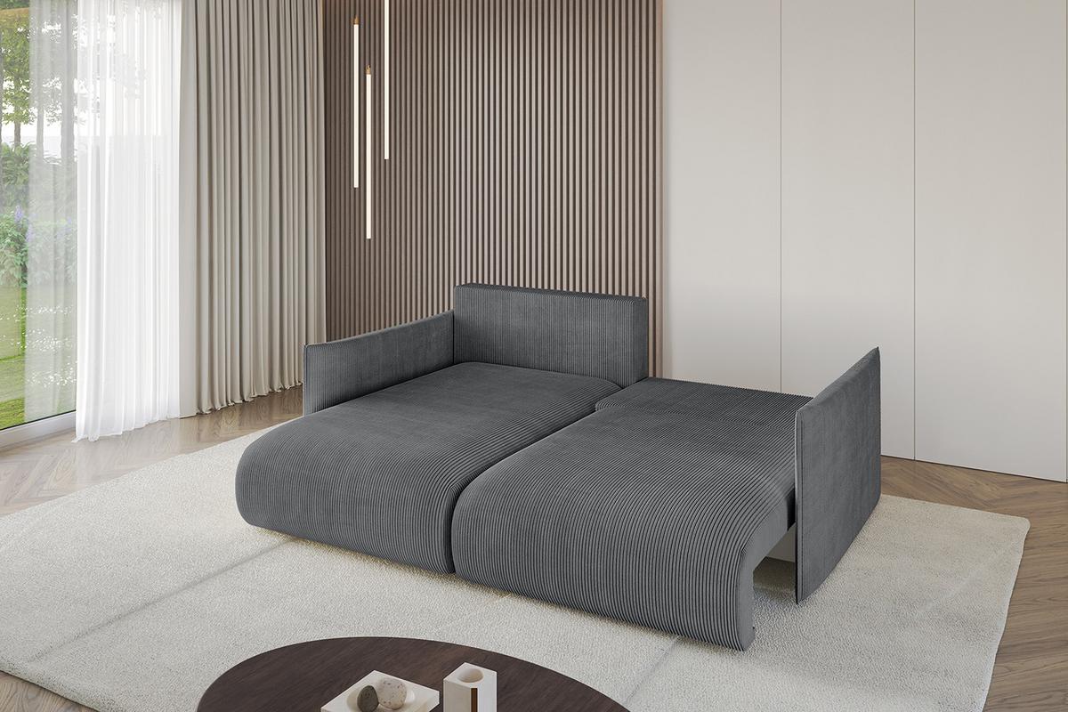 ECKSOFA Ottomane links ONESK-L 216x177x72 Dunkelgrau Cord - Dunkelgrau, Holzwerkstoff/Kunststoff (216/177cm) - ALTDECOR