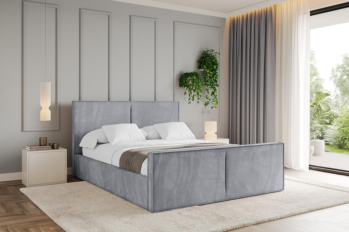 POLSTERBETT mit Bettkasten, Fußteil und Lattenrost, Boxbett ohne Matratze - EMMI-Z 180x200 Hellgrau - Hellgrau, Holzwerkstoff/Textil (180/200cm) - ALTDECOR