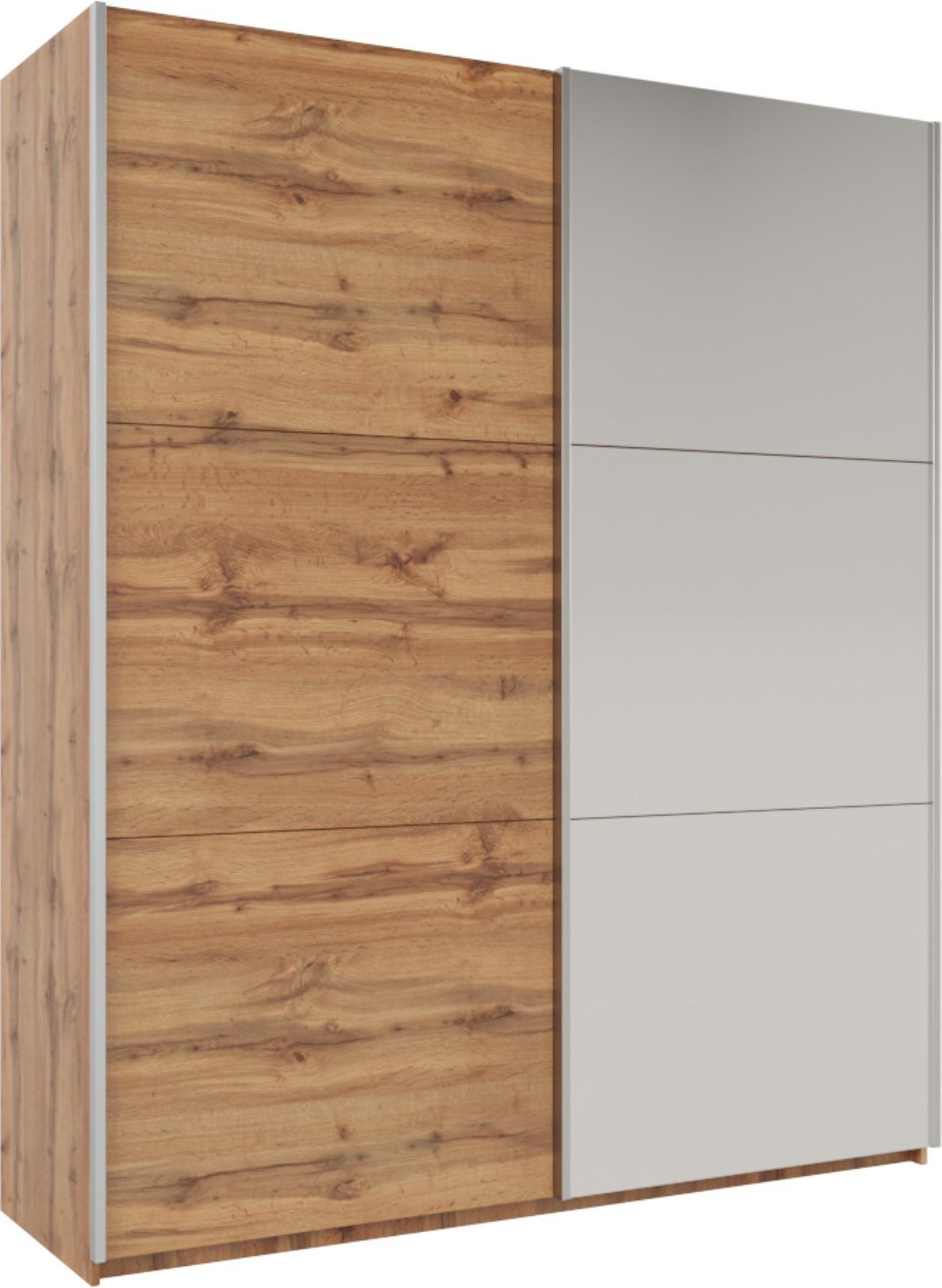 SCHWEBETÜRENSCHRANK ORIANNA 200/244/65 cm 2-türig mit Spiegel Eiche Wotan - Eiche Wotan, Holzwerkstoff (200/244/65cm) - MASSENO