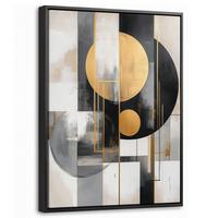 LEINWAND Bilder mit Rahmen - Abstrakt - Gold - Silber - Formen - Ästhetisch - Modern - 30x40 - Goldfarben, Textil (30/40cm) - MuchoWow