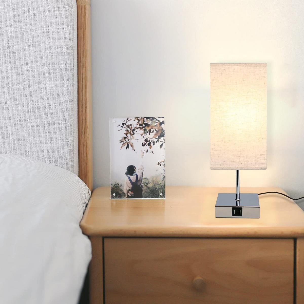 TISCHLAMPE Lila 13/13/37 cm - Silberfarben, Metall (13/13/37cm) - ZMH