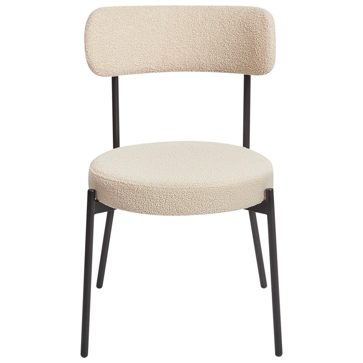 ESSZIMMERSTUHL 2er-Set Bouclé Helles Beige Allison - Beige/Schwarz, Textil (47/77/52cm) - Beliani
