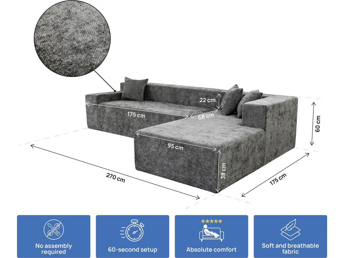 ECKSOFA tessaro Grau - Grau, Textil (175/270cm) - Habitat Garten