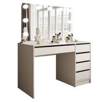 SCHMINKTISCH MADA ELITE in KASCHMIR mit Spiegel und LED Beleuchtung - Kaschmir, Holzwerkstoff (120/142/55cm) - Lookway