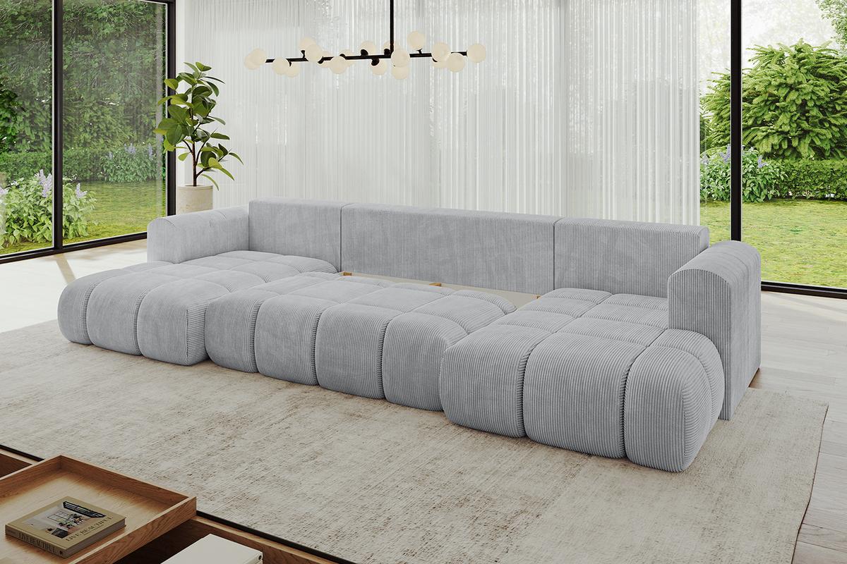 WOHNLANDSCHAFT CLOUD-U-v1 405x185x90 Grau Cord - Grau, Holzwerkstoff/Kunststoff (405/90/185cm) - ALTDECOR