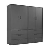 KLEIDERSCHRANK Grid deckenhoch - Anthrazit, Holzwerkstoff (180/234/58cm) - Mokebo