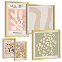 BILDER SET 5er Set - 50x50 cm & 20x30 cm & 40x60 cm Goldrahmen - Moderne abstrakte Frau - Goldfarben, Kunststoff (40/60cm) - TULUP