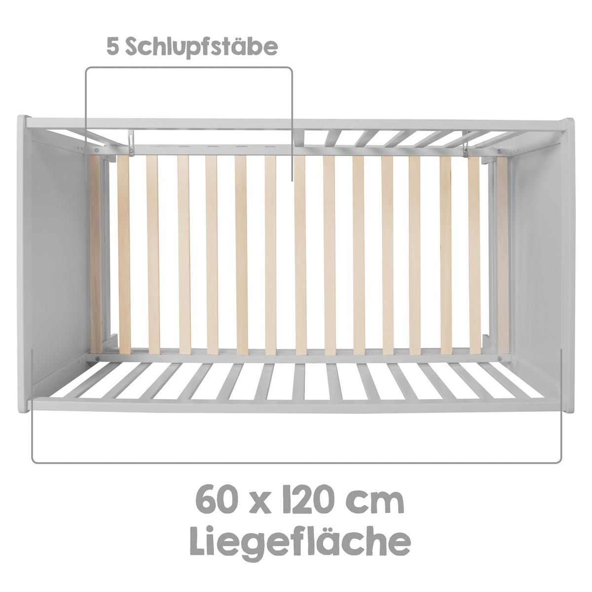 BABY- & BEISTELLBETT mit Matratze 'safe asleep®' - Taupe, Holzwerkstoff (60/120cm) - Roba