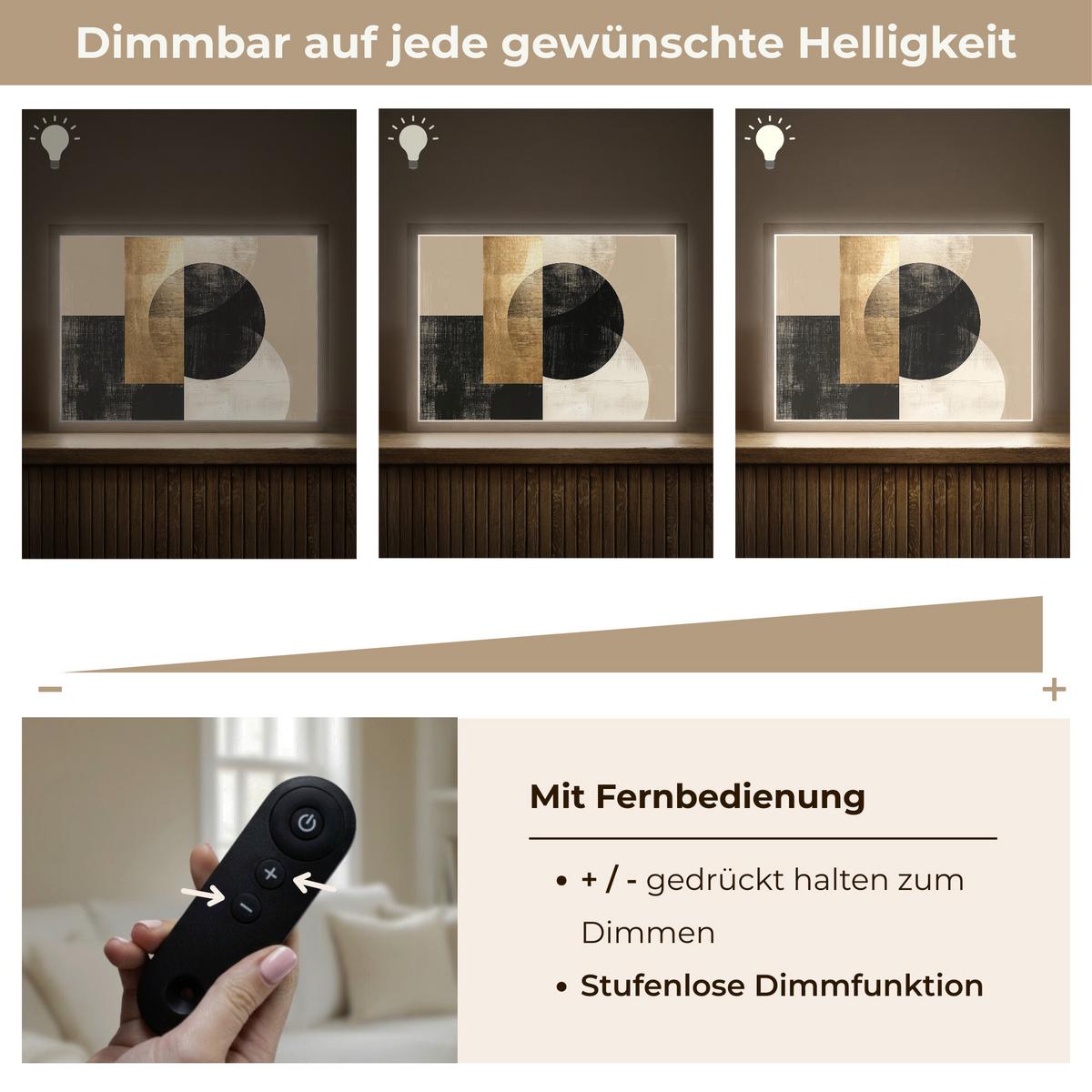 WANDLEUCHTE MIT AKKU Abstrakt - Modern - Schwarz - Gold 40x30 cm - Sandfarben, Holzwerkstoff (40/30/8cm) - OnlyWow