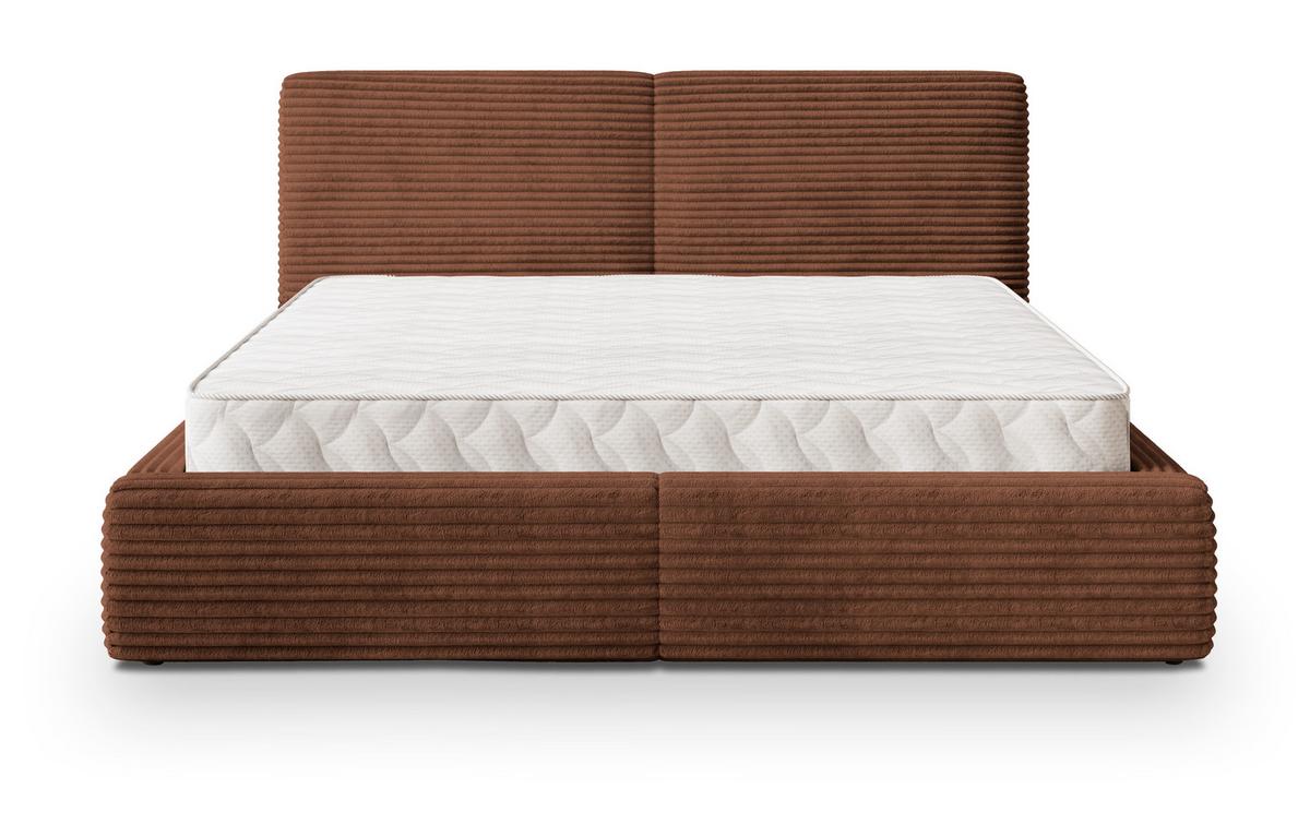 POLSTERBETT FELURO T 200x200 cm mit Bettkästen - Braun - Braun, Holz/Textil - MASSENO