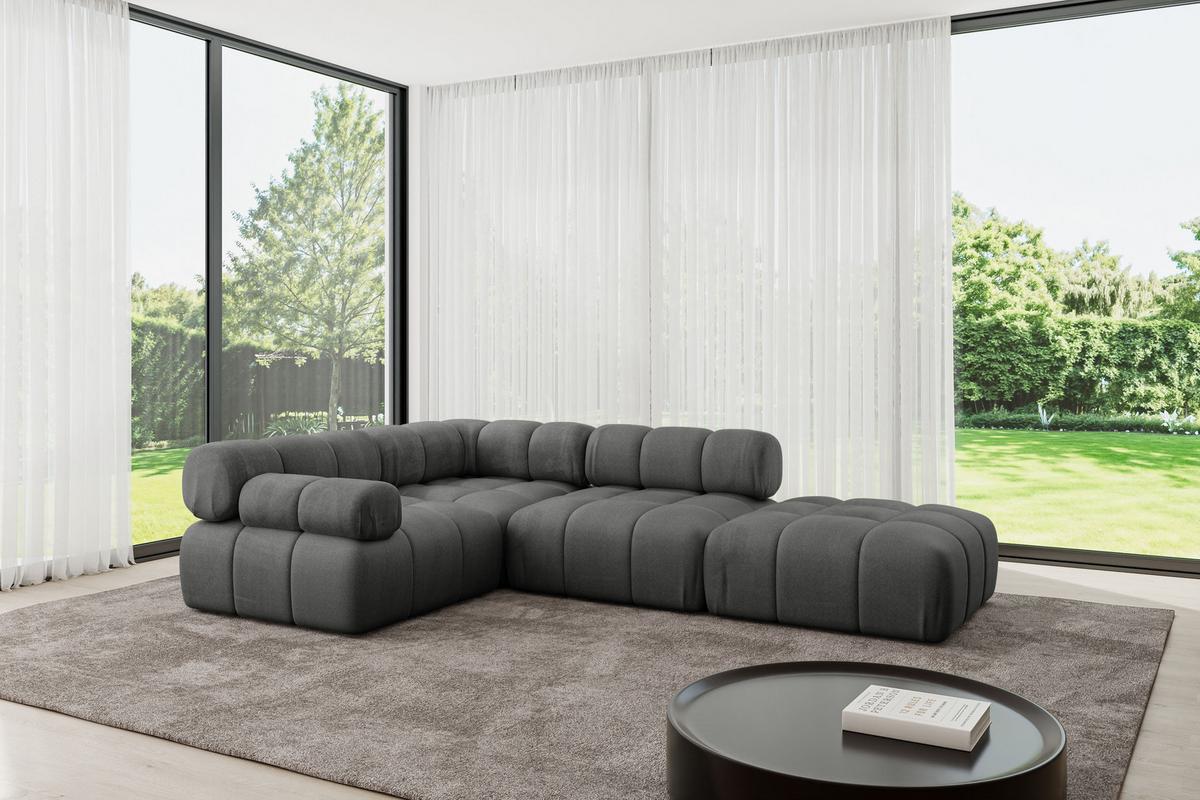 ECKSOFA modulares Sofa Felto-L1 - 285x190x70 cm Dunkelgrau Velours - Dunkelgrau, Holzwerkstoff/Textil (285/190cm) - ALTDECOR