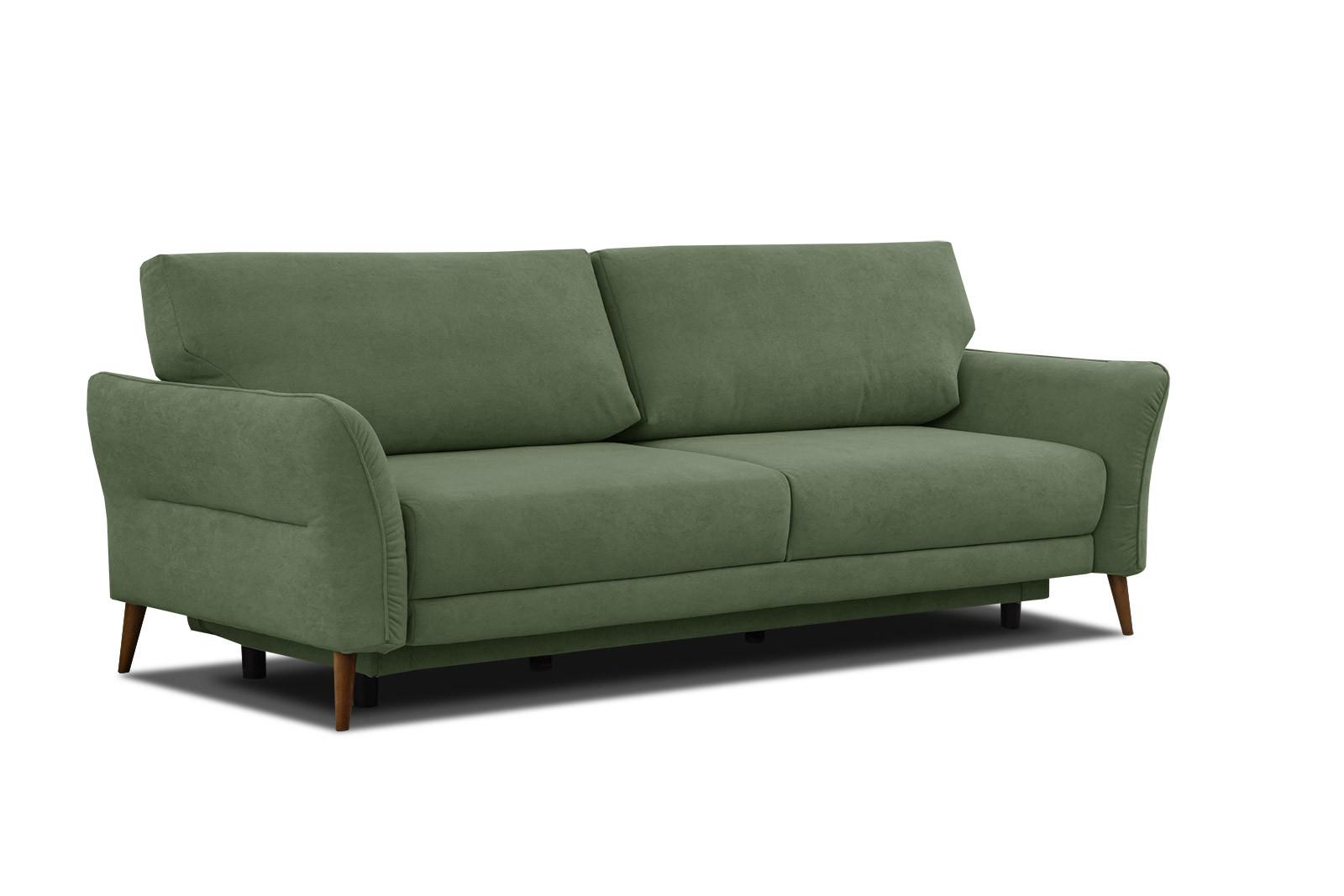 SOFA FIGARI 3-Sitzer mit Schlaffunktion, grün - Braun/Grün, Holz/Textil (232/90/107cm) - Wozimo