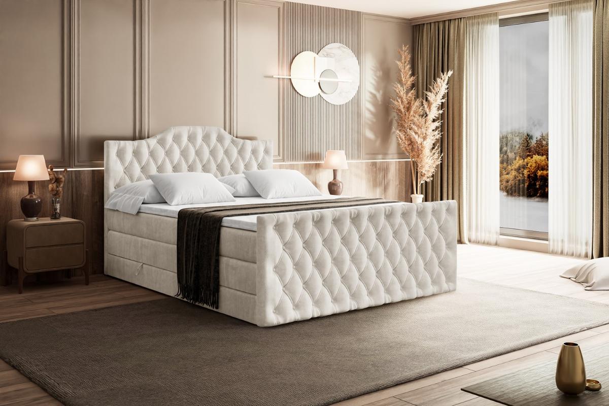 BOXSPRINGBETT VILA-1-Z KING - 120x200 - H3/H4 - Creme - Creme, Holzwerkstoff (120/200cm) - ALTDECOR