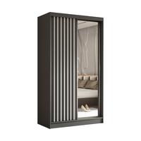 SCHWEBETÜRENSCHRANK LAMELLO 120/216/61 cm 2-türig mit Spiegel Grau - Grau, Holzwerkstoff (120/216/61cm) - MASSENO