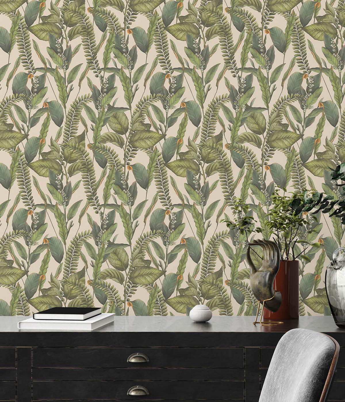 VLIESTAPETE Grün 53/1005 cm - Beige, Textil (53/1cm) - KUNSTLOFT