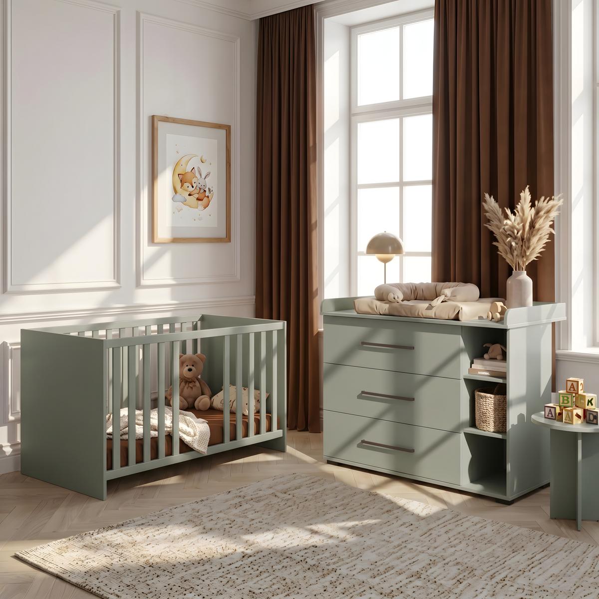 BABYBETT Essentials Schilfgrün - Grün, Holz/Holzwerkstoff (70/140cm) - arthur berndt