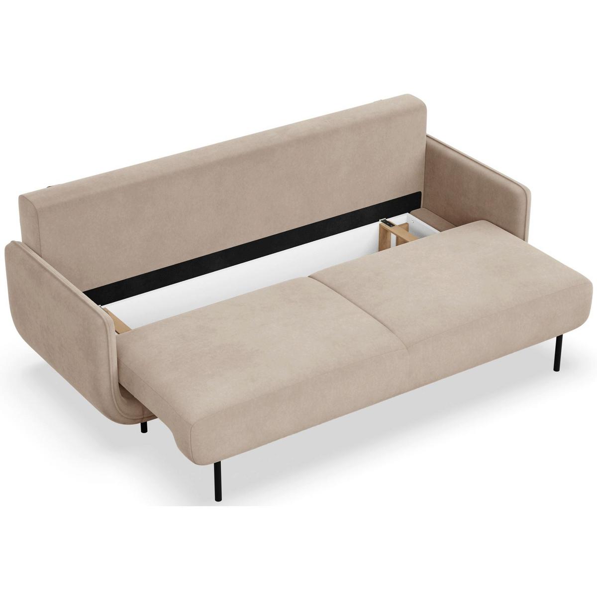 SCHLAFSOFA Ovals Beige - Beige/Schwarz, Textil/Metall (236/95/96cm) - Selsey