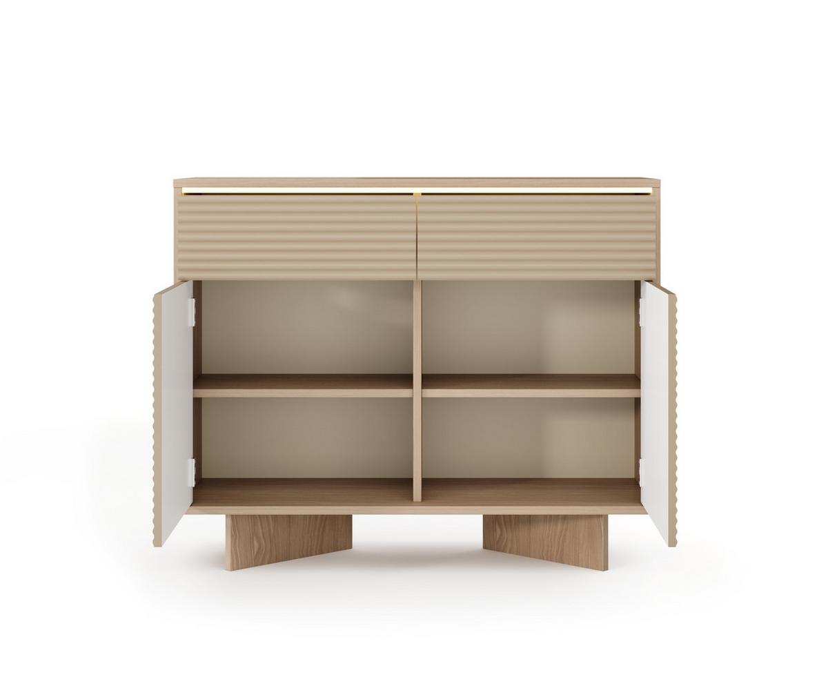 KOMMODE RIGATO 103,9/84,4/40cm mit 2 Schubladen 2 Türen Beige - Beige, Holzwerkstoff (103.9/84.4/40cm) - MASSENO