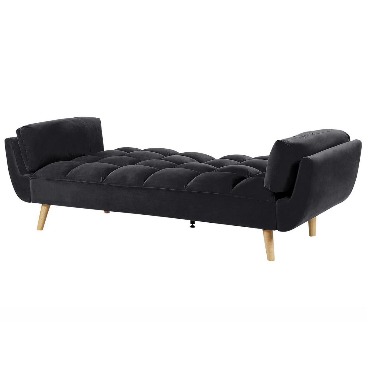 3-SITZER-SCHLAFSOFA Samtstoff Schwarz Asby - Schwarz, Textil (218/82/83cm) - Beliani
