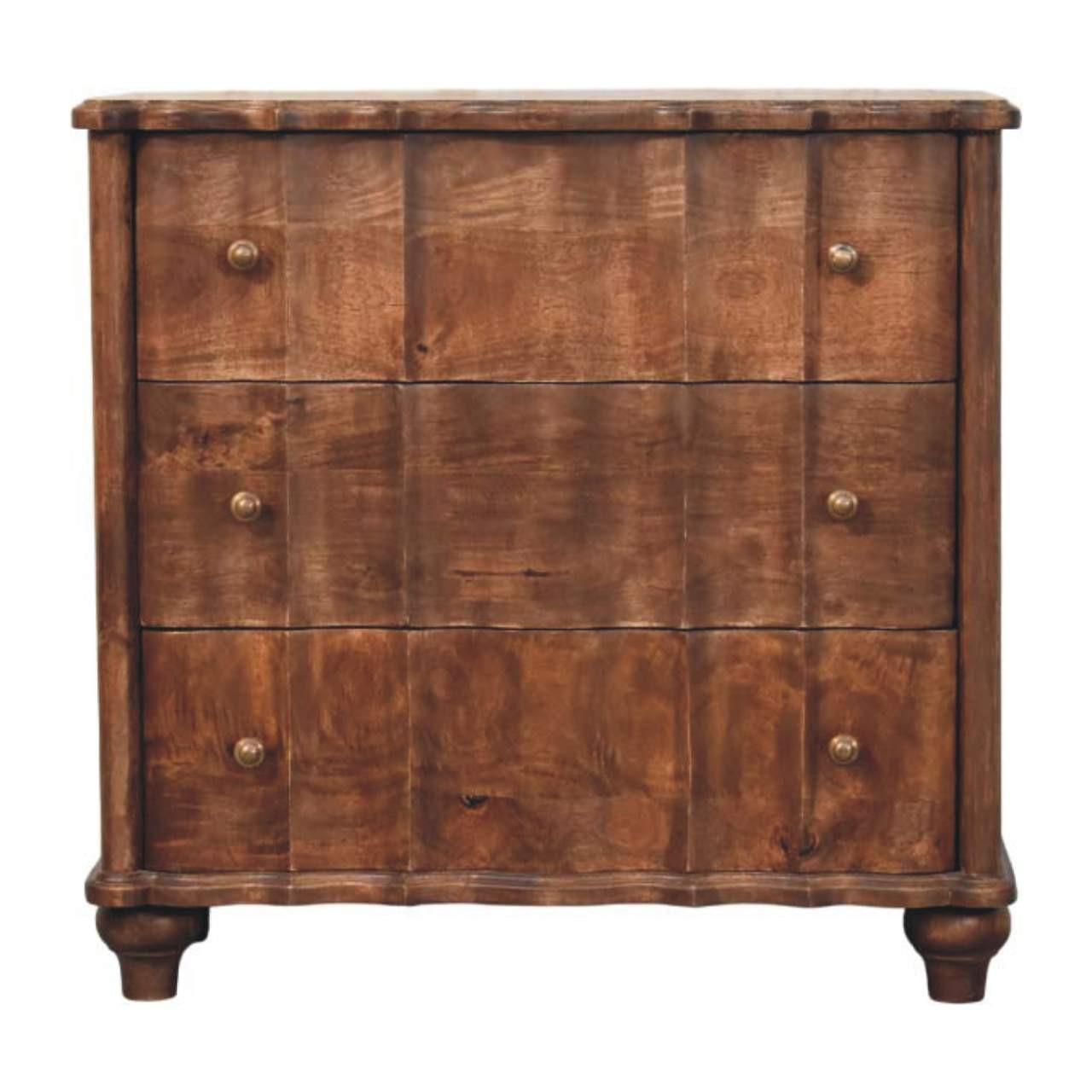 KOMMODE Camille, 3 Schubladen, Dunkelbraun - Dunkelbraun/Messingfarben, Holz/Metall (85/83/40cm) - Artisan Furniture