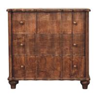 KOMMODE Camille, 3 Schubladen, Dunkelbraun - Dunkelbraun/Messingfarben, Holz/Metall (85/83/40cm) - Artisan Furniture