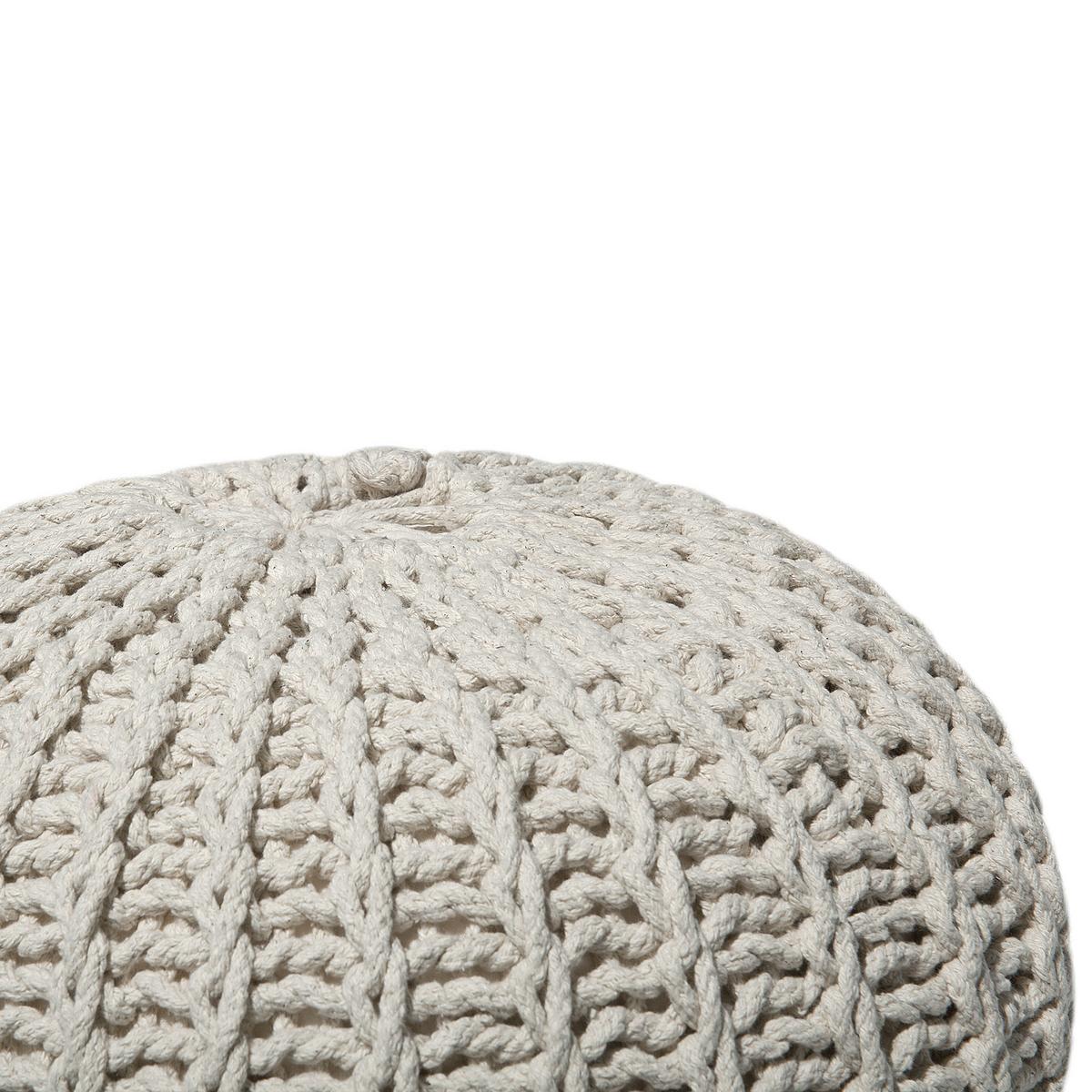 POUF Conrad 50/50/35 cm - Beige, Naturmaterialien/Textil (50/35/50cm) - Beliani