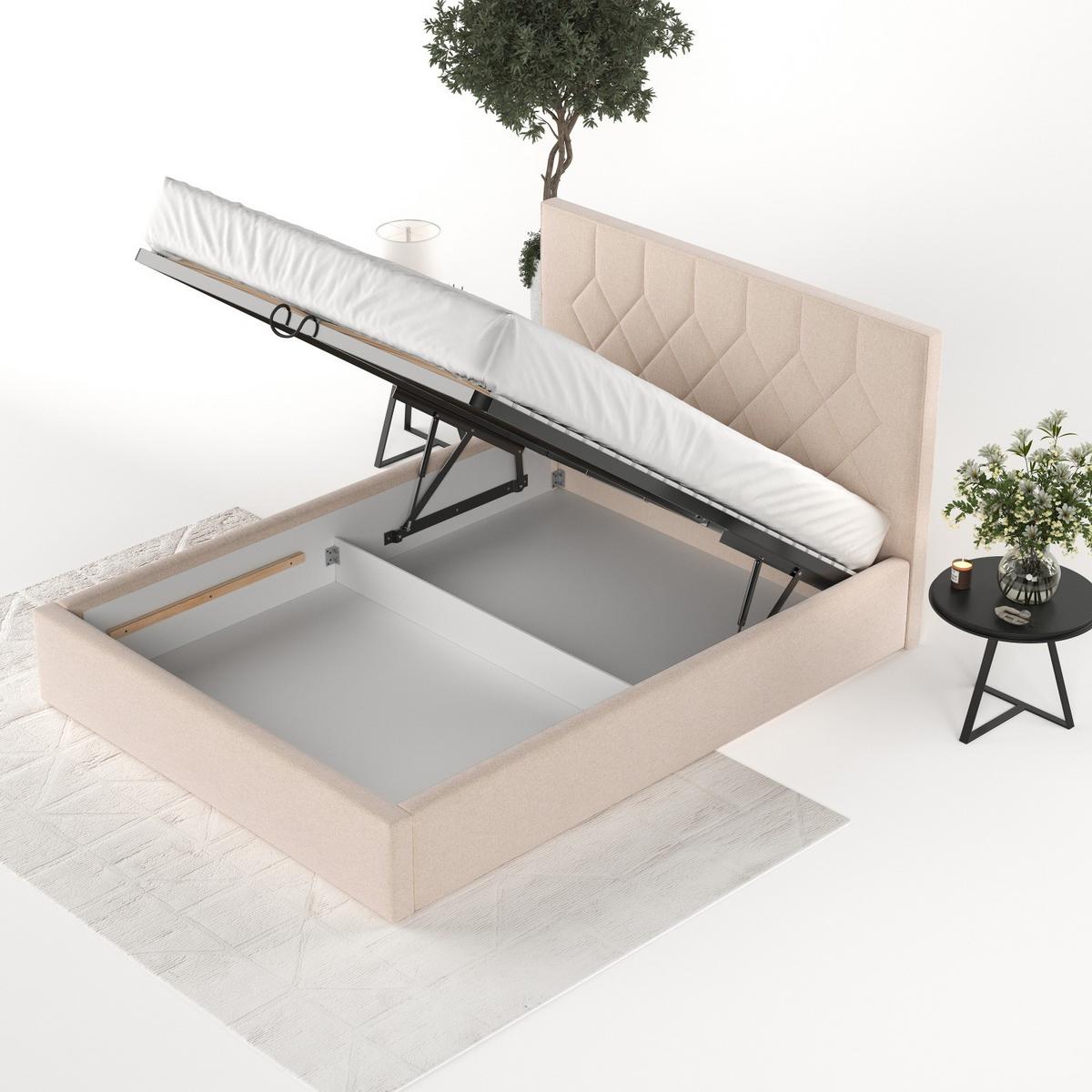 POLSTERBETT Brisa 140/200 cm Creme im Asti Stoff - Creme/Schwarz, Holz/Holzwerkstoff (140/200cm) - AltaBeds