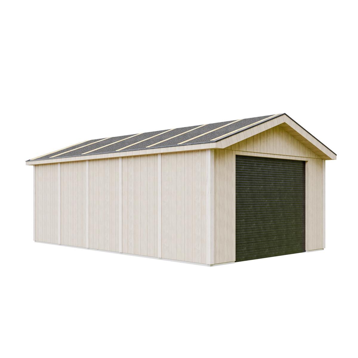 GARAGE Premium Qualität 21 m²- L378xB648 cm - Konstruktion aus LP Smartside-Panels - Gartenhaus M992B - Beige, Holzwerkstoff (354/269/604cm) - Timbela