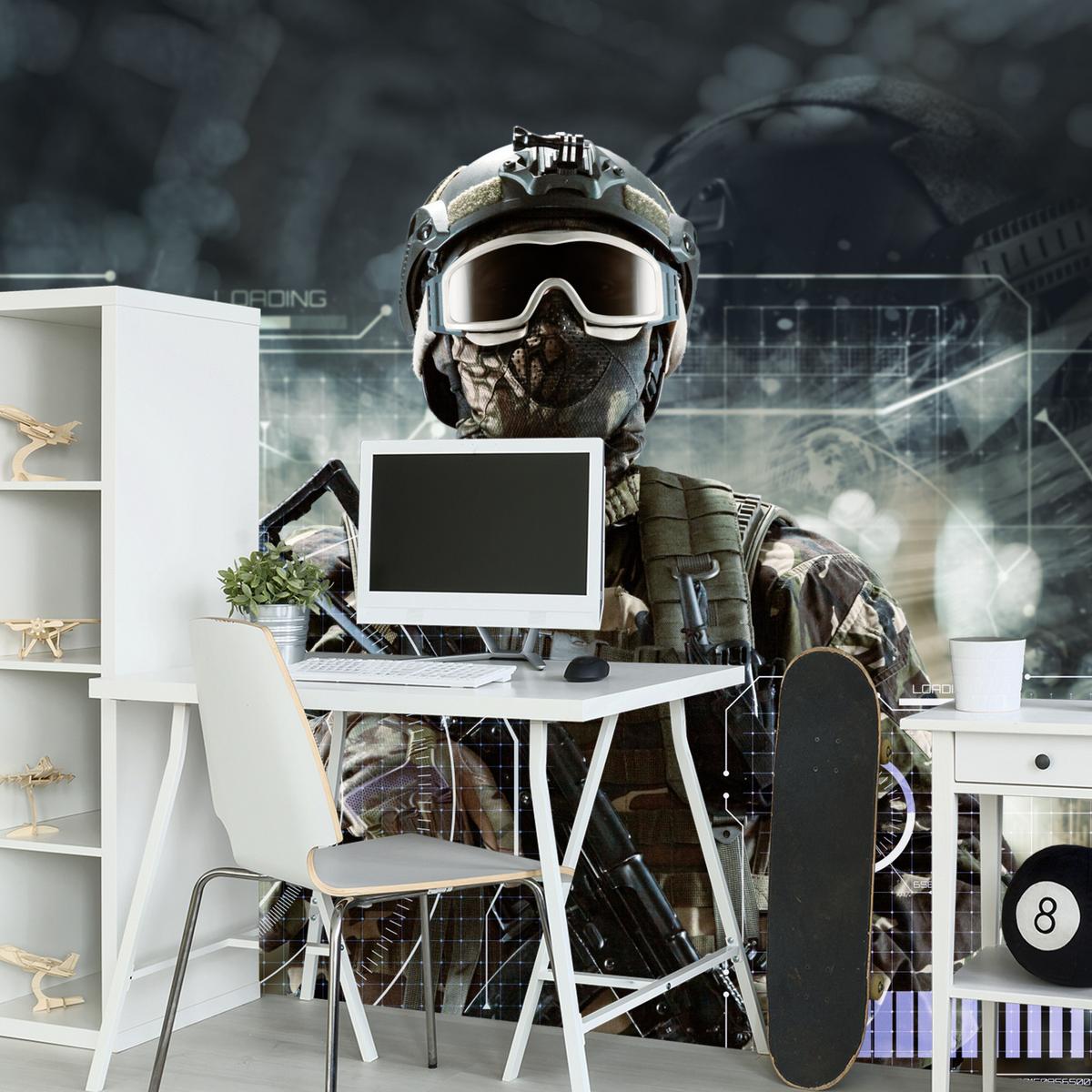 FOTOTAPETE für Jugendzimmer Futuristischer Soldat Krieger 250x175 - Braun/Grau, Papier (250/175cm) - Muralo