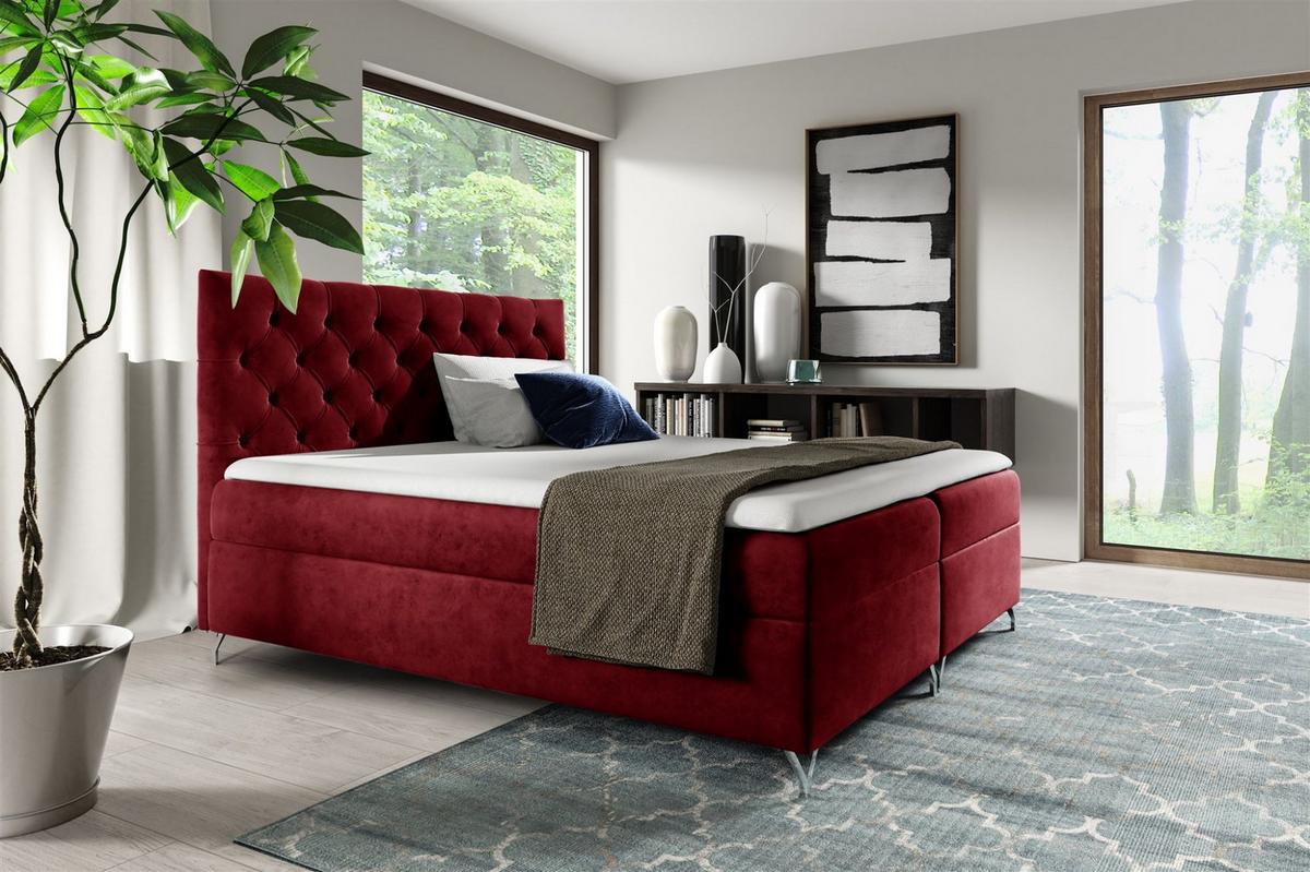 BOXBETT Ambre In Fresh - Rot, Holzwerkstoff/Textil (180/200cm) - Fun Möbel
