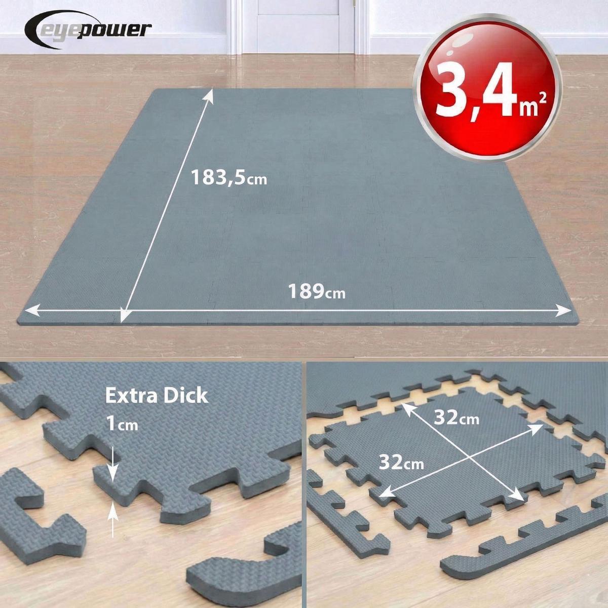 BODENSCHUTZMATTE 30x30x1 cm, Grau, 36er Set - Grau, Kunststoff (30/30cm) - eyepower