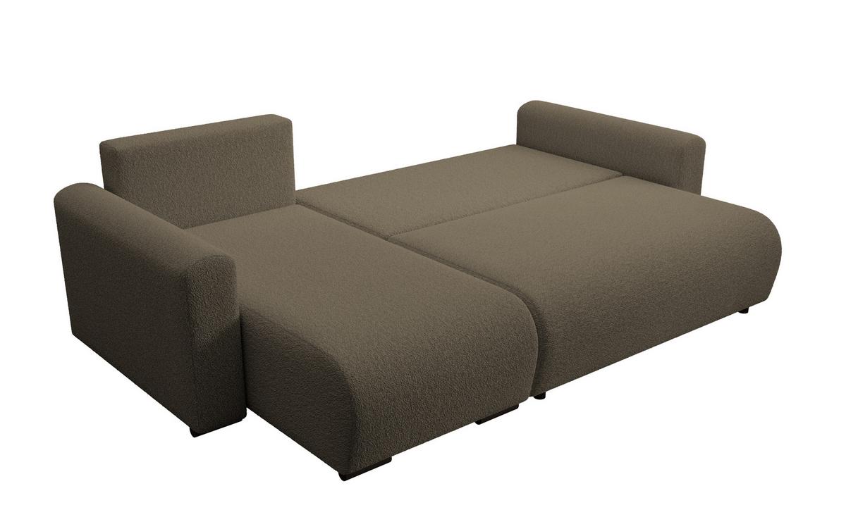 ECKSOFA DORA L, Eckcouch in L-Form mit Schlaffunktion und Bettkasten, Farbe: Cappuccino, Bouclé-Stoff, Ottomane Links - Cappuccino, Textil (240/143cm) - Storez24