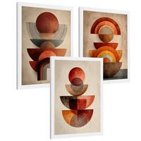 POSTER 3er Kunstdruck-Set Wandbilder Abstrakte Formen Rot Orange modern Wohnzimmer Deko, Schlafzimmer, Küche, Badezimmer Weißer Rahmen A3 - Weiß, Papier (29.7/1/42cm) - Nacnic