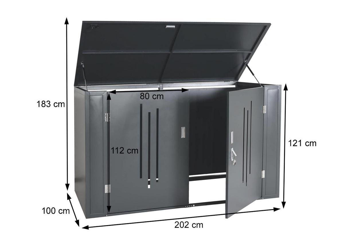 2ER-FAHRRADGARAGE Anthrazit - Anthrazit, Metall (202/121/100cm) - MCW