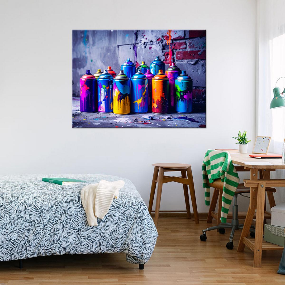 LEINWANDBILD Sprühfarbe Graffiti 90x60cm - Multicolor, Textil (90/60cm) - Feeby
