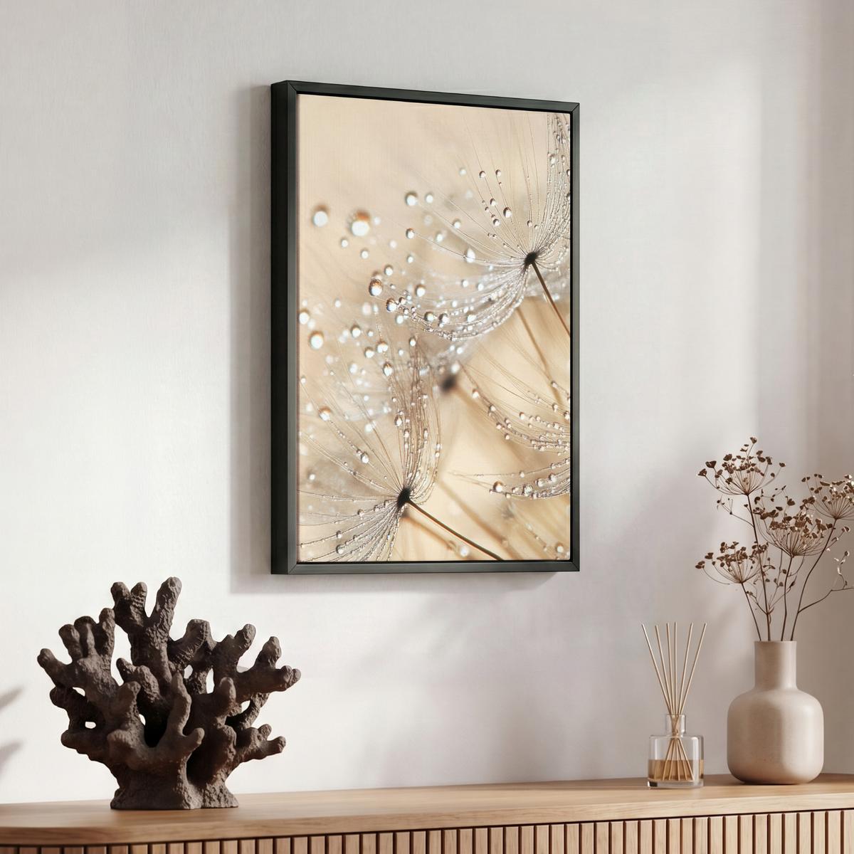 LEINWAND Bilder mit Rahmen - Löwenzahn - Abstrakt - Natur - Beige - 30x40 - Braun, Textil (30/40cm) - MuchoWow