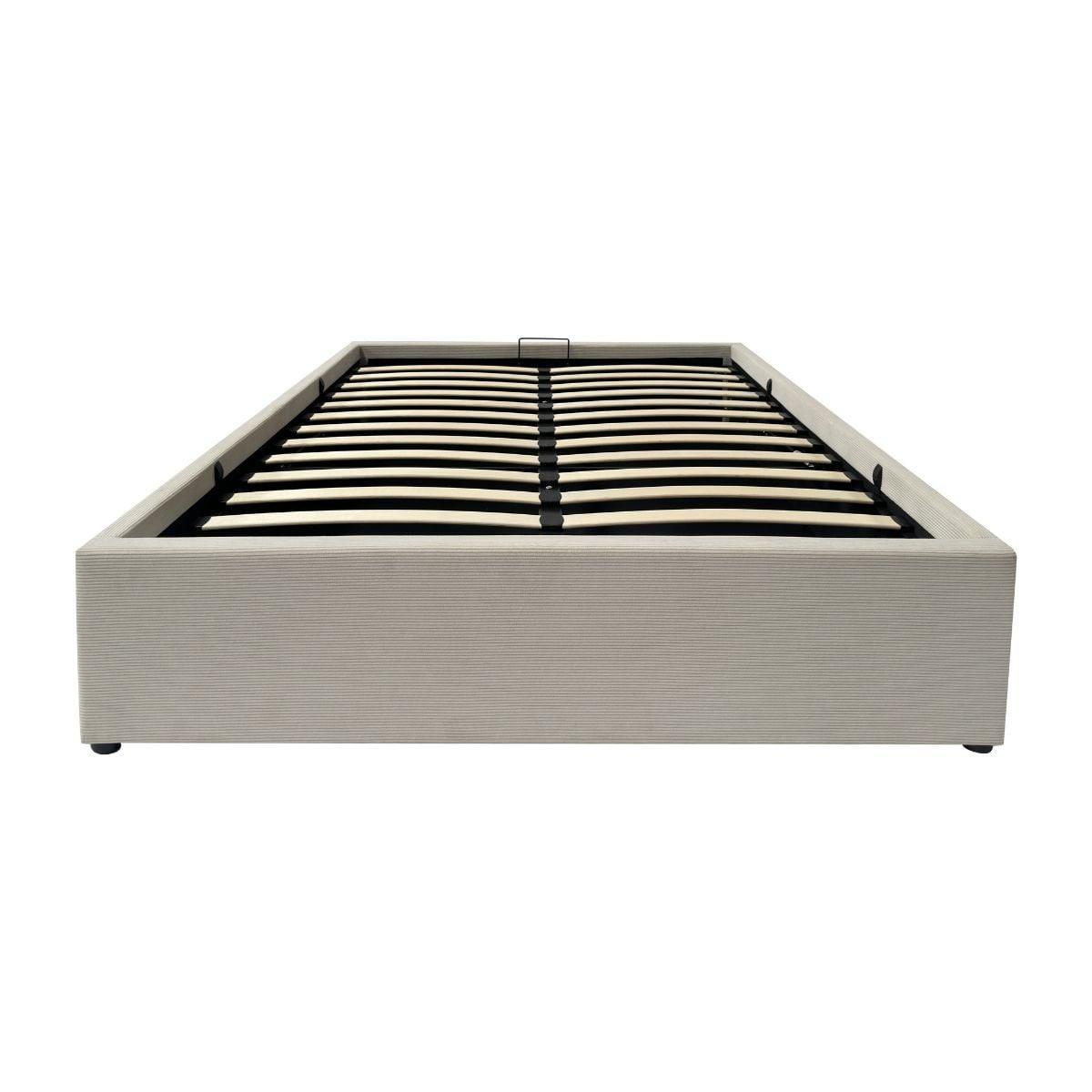 BETTKASTEN bezogen mit samt romy 204/152/36,5 cm - Beige, Holz (190/140cm) - Calicosy