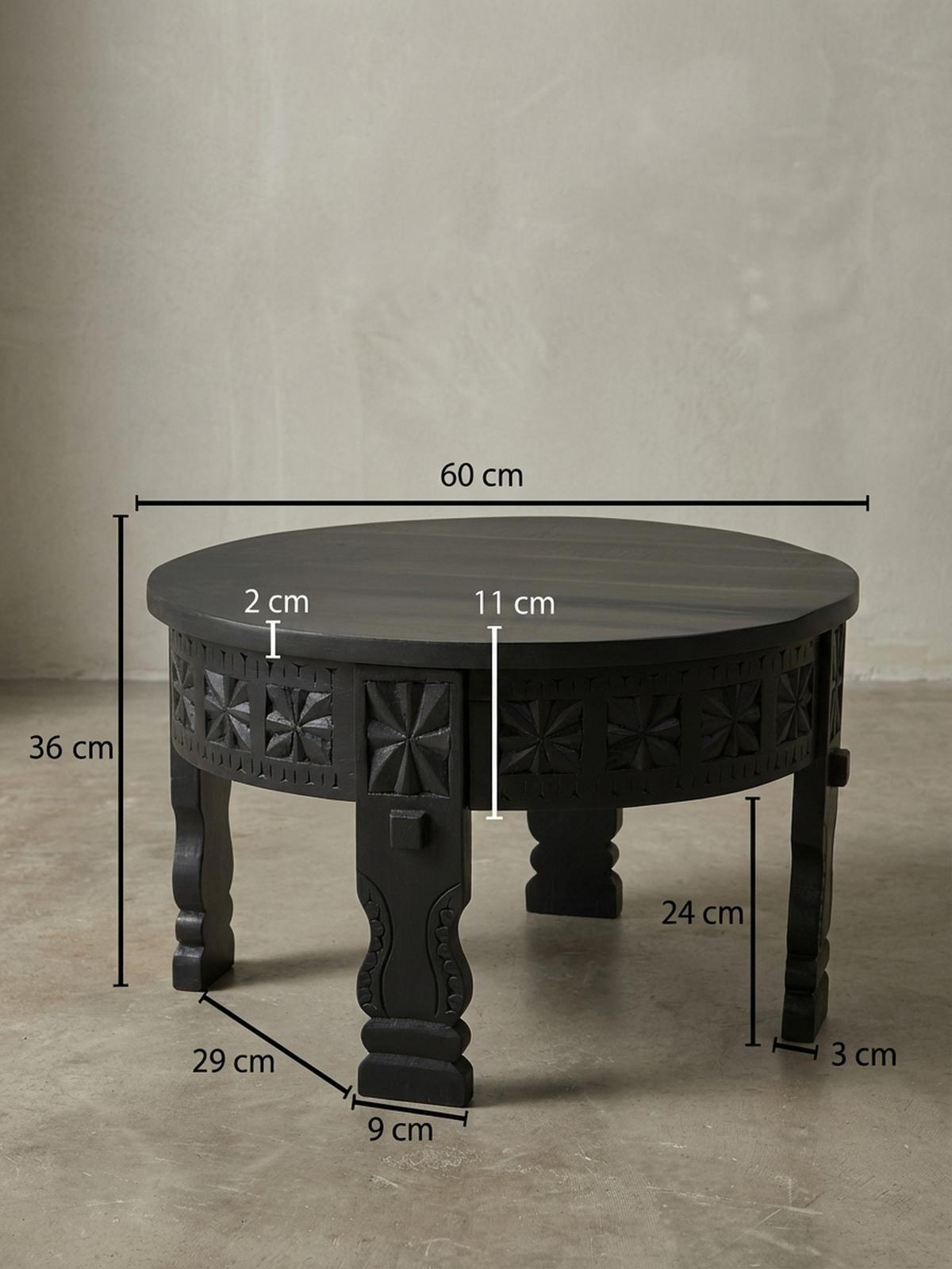 COUCHTISCH Orientalisch in Schwarz, Lackiertes Massivholz, Handgefertigt - Schwarz, Holz (60/60/36cm) - KADIMA DESIGN