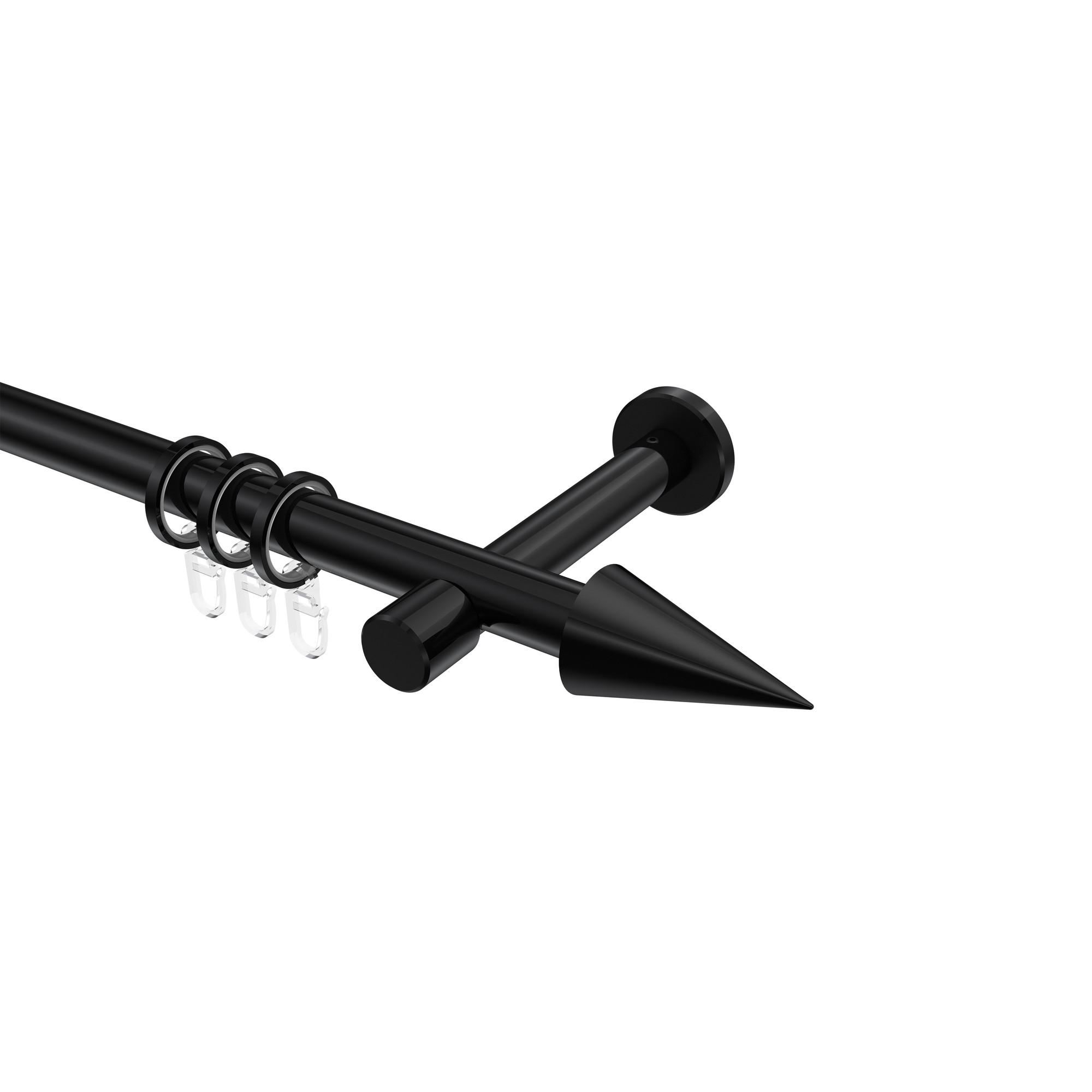 GARDINENSTANGE Prestige Savio 520 cm (geteilt in 4 x 130 cm), 1-läufig, 20 mm Ø Schwarz - Schwarz, Metall (520cm) - INTERDECO