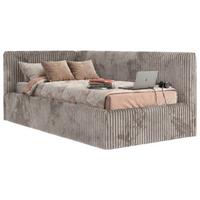 POLSTERBETT TILVO 90/200 - Hellbraun Cord - Ohne Matratze - Links - Hellbraun, Textil (90/200cm) - MKS