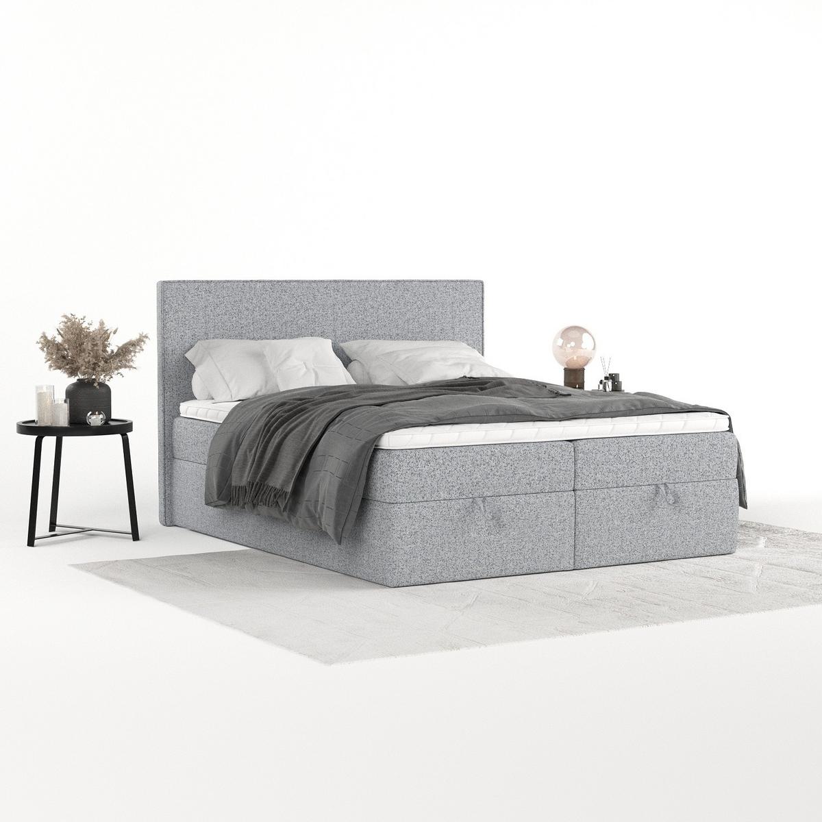 BOXBETT Velma 140/200 cm Grau im Riva Stoff - Schwarz/Grau, Holz/Holzwerkstoff (140/200cm) - AltaBeds