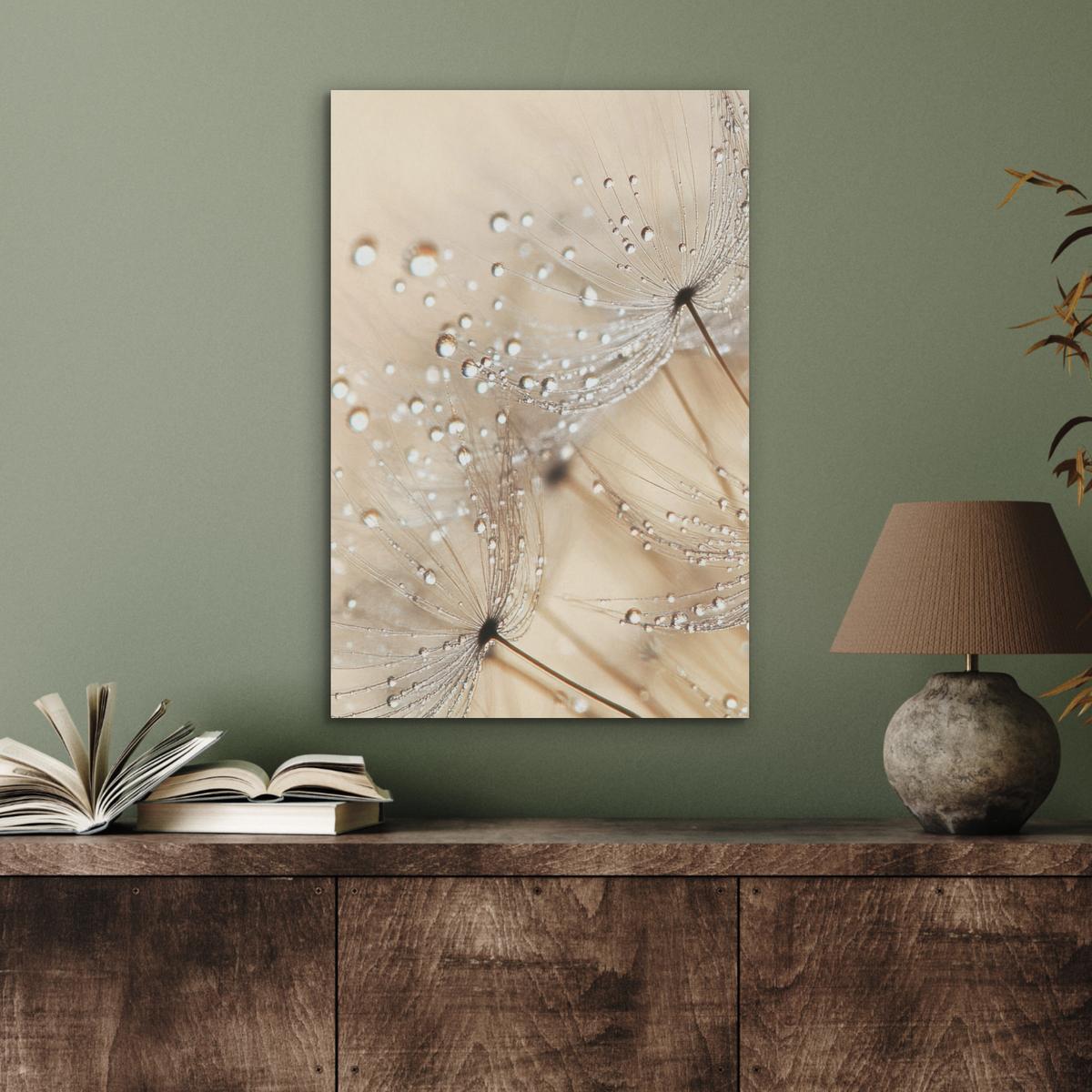 AKUSTIKBILD Löwenzahn - Abstrakt - Natur - Beige Kunstdruck Schlafzimmer 50x70 cm - Braun, Kunststoff (50/70/0.9cm) - MuchoWow