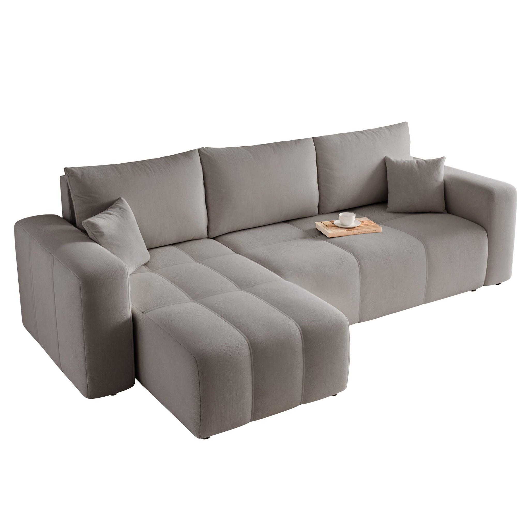 ECKSOFA Leros Mit Schlaffunktion - Grau, Holzwerkstoff/Textil (248/145cm) - Fun Möbel