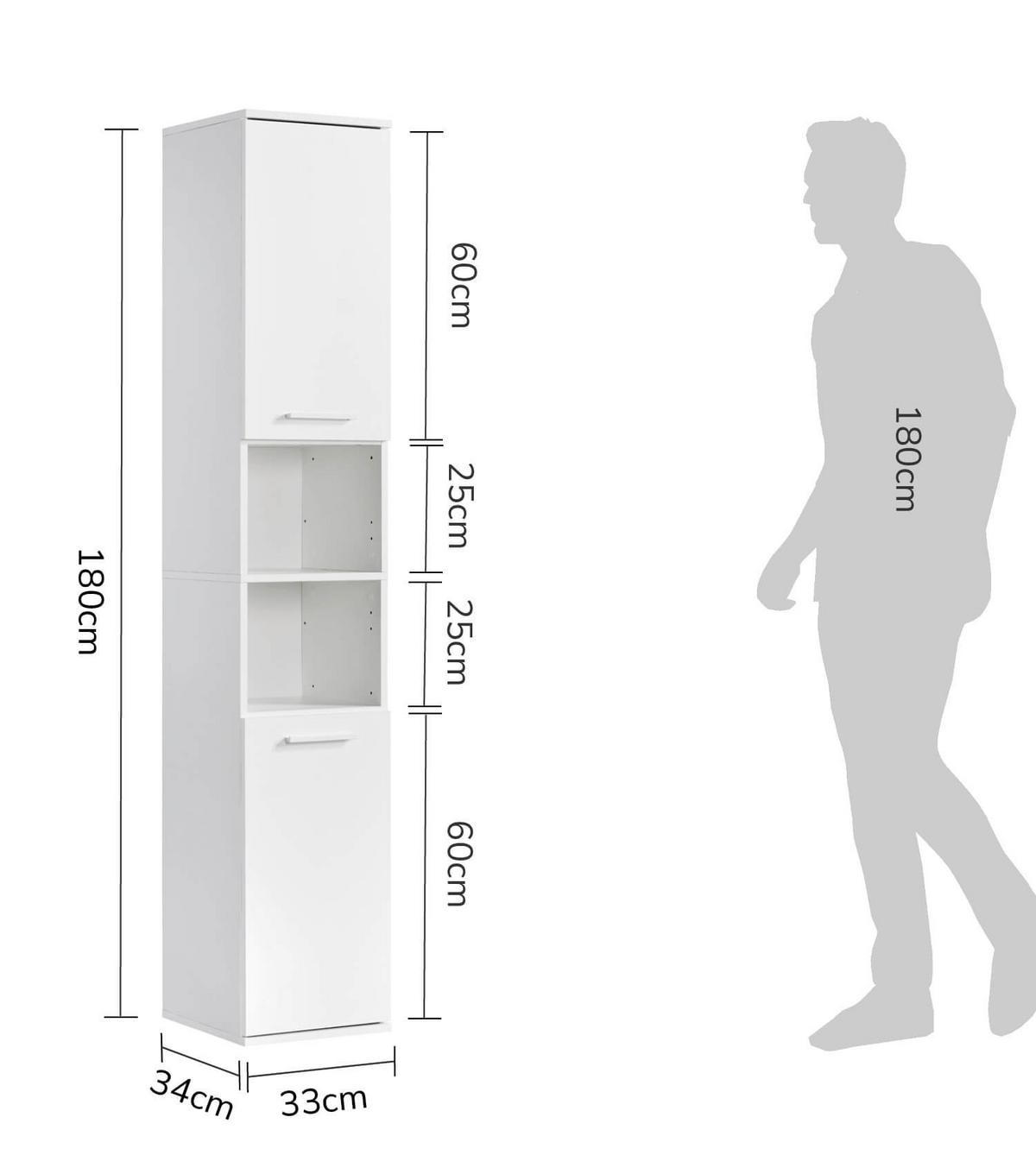 BAD HOCHSCHRANK Der Kapitän - Weiß, Holzwerkstoff (33/180/34cm) - Mokebo
